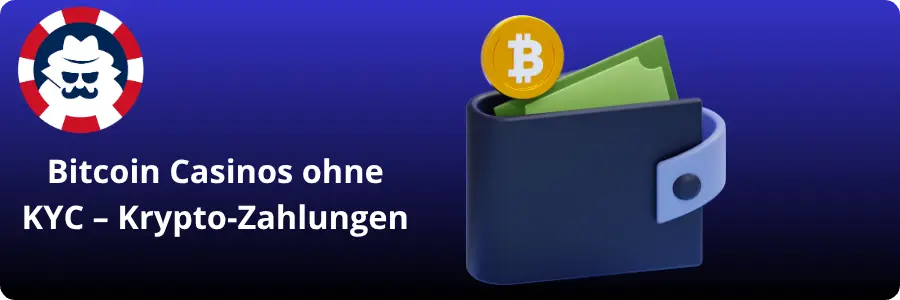 Bitcoin-Wallet mit Kryptomünzen für Casino ohne KYC Zahlungen