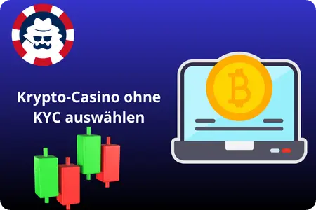 Wie man ein Casino ohne KYC auswählt - Laptop mit Bitcoin und Kursdiagramm